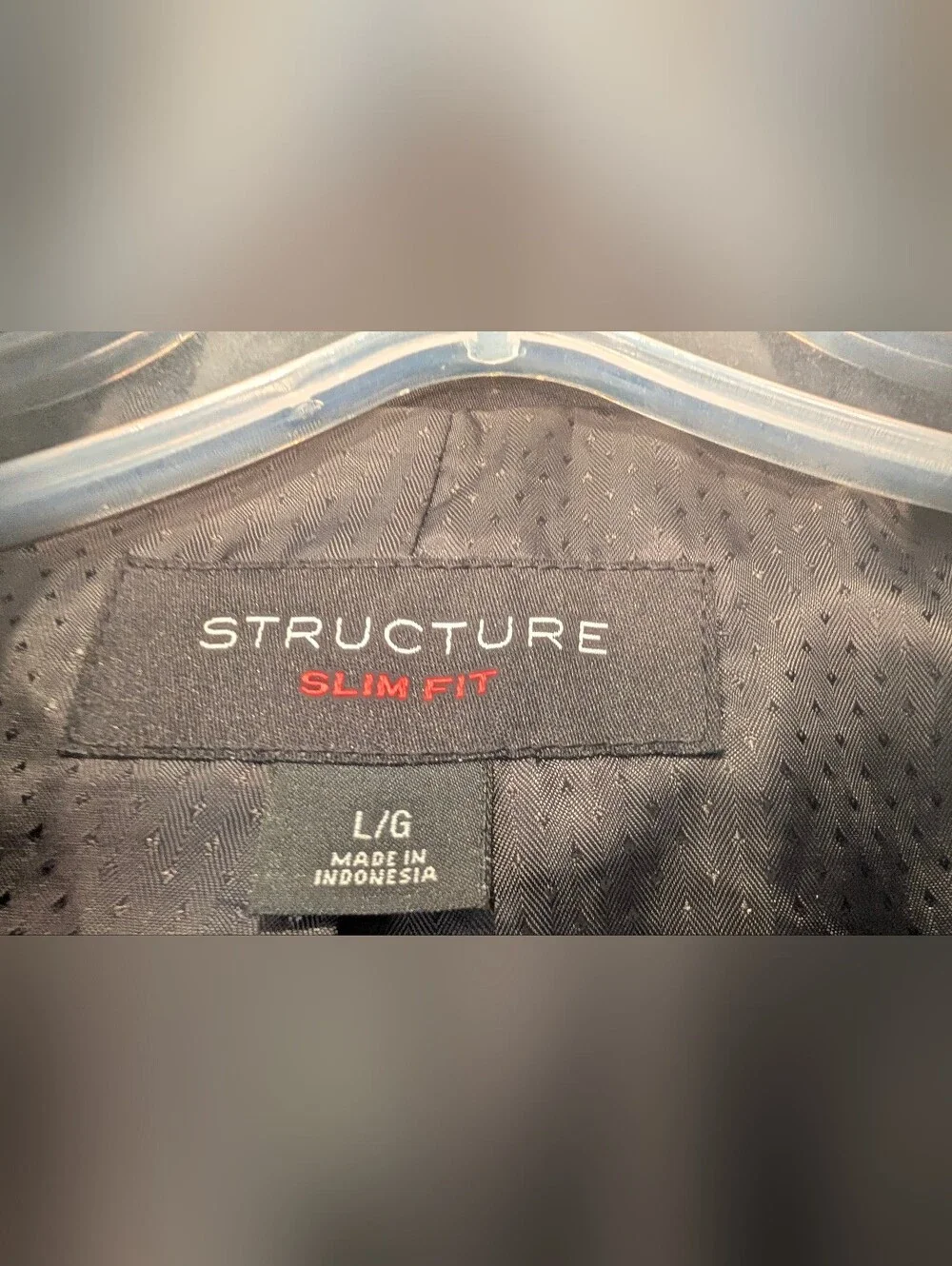Structure Slim Fit Black Suit Jacket Blazer Size L Modern Formal 2 Button Prom